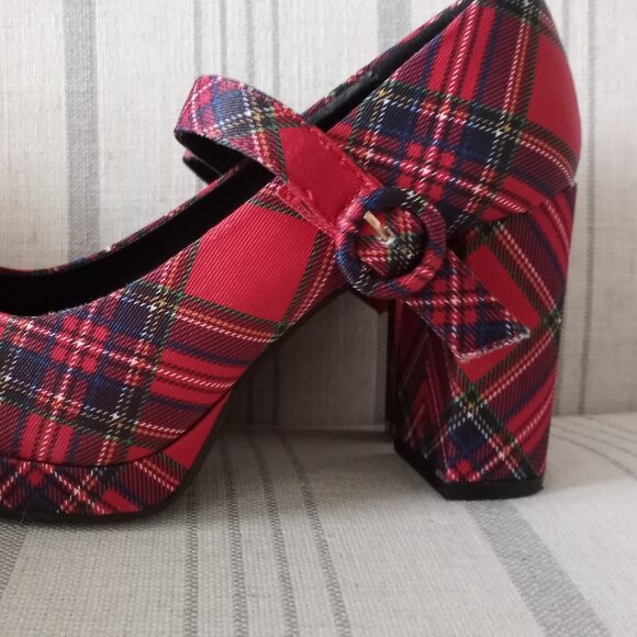 'C Comfort' Est 1946' Plaid/Tartan Platform Block Heeled Shoes Size 7M EUC - Picture 7 of 13